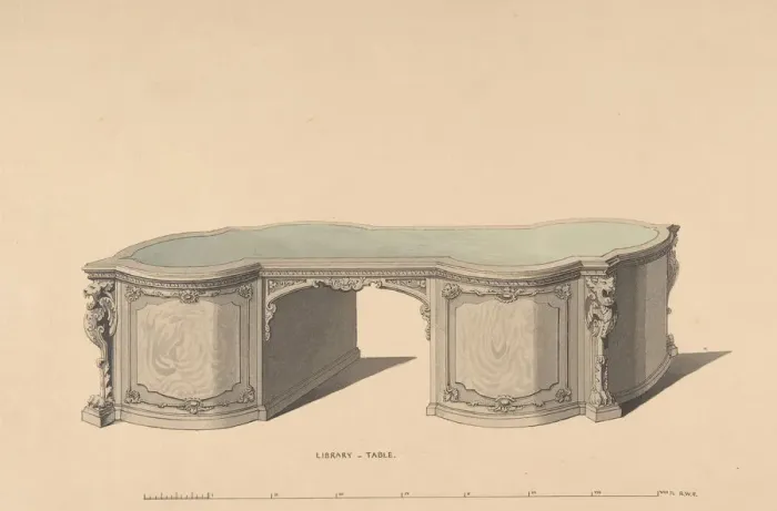 Framed Print : Design for Library Table, 1835-1900. Creator: Robert William Hume Framed Print : Design for Library Table, 1835-1900. Creator: Robert William Hume
