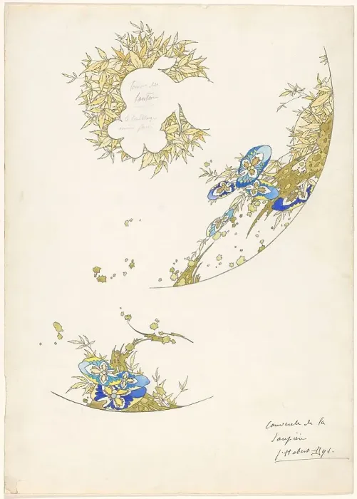 Framed Print : Design for the lid of a soup tureen, part of a porcelain service for Pillivuyt, c.1889. Creator: Jules-Auguste Habert-Dys Framed Print : Design for the lid of a soup tureen, part of a porcelain service for Pillivuyt, c.1889. Creator: Jules-Auguste Habert-Dys