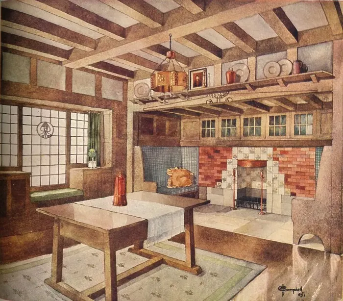 Framed Print : Design for Living Room in a Small House, c1900, (1905). Artist: John Archibald Campbell Framed Print : Design for Living Room in a Small House, c1900, (1905). Artist: John Archibald Campbell