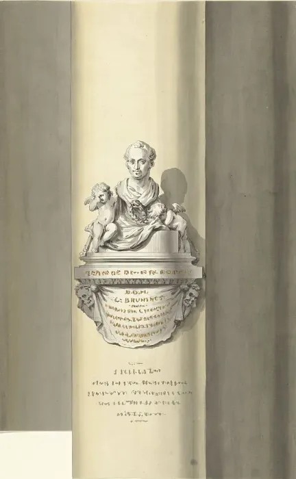 Framed Print : Design for a monument for C. Brunings: a bust, 1806. Creator: Bartholomeus Ziesenis Framed Print : Design for a monument for C. Brunings: a bust, 1806. Creator: Bartholomeus Ziesenis