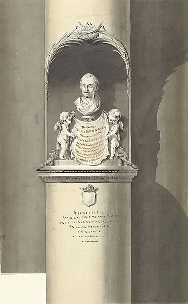 Design for a monument for C. Brunings: a bust in a niche, 1806. Creator: Bartholomeus Ziesenis