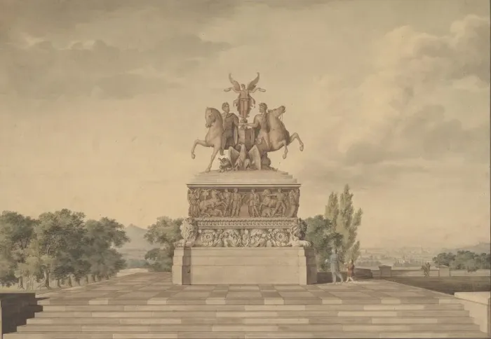 Framed Print : Design for a Monument of the Victory of Waterloo (recto)... 1815 Framed Print : Design for a Monument of the Victory of Waterloo (recto)... 1815