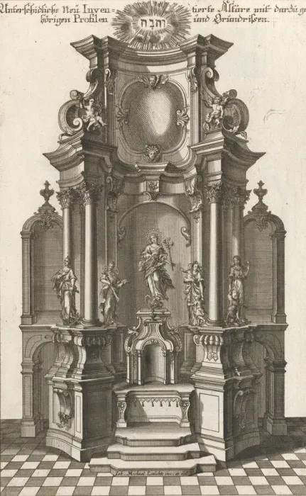 Framed Print : Design for a Monumental Altar, Plate c from Unterschiedliche Neu Inventier Framed Print : Design for a Monumental Altar, Plate c from Unterschiedliche Neu Inventier