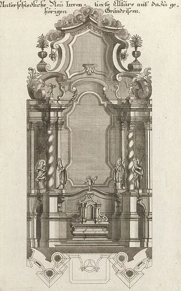 Design for a Monumental Altar, Plate i from Unterschiedliche Neu Inventier... Printed ca. 1750-56. Creator: Johann Michael Leüchte