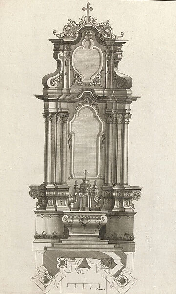 Design for a Monumental Altar, Plate m from Unterschiedliche Neu Inventier... Printed ca. 1750-56. Creator: Johann Michael Leüchte