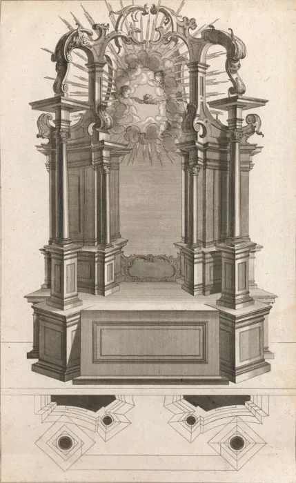 Framed Print : Design for a Monumental Altar, Plate n from Unterschiedliche Neu Inventier Framed Print : Design for a Monumental Altar, Plate n from Unterschiedliche Neu Inventier