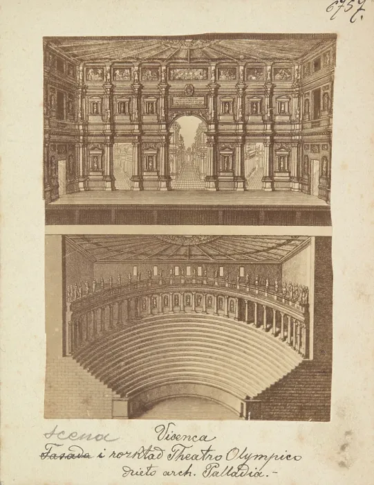Framed Print : Design of the Olympic Theatre (Teatro Olimpico) by Andrea Palladio, Vicenza, 1870-1880. Creator: Unknown Framed Print : Design of the Olympic Theatre (Teatro Olimpico) by Andrea Palladio, Vicenza, 1870-1880. Creator: Unknown