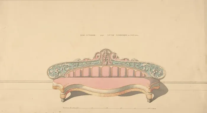 Framed Print : Design for Side Ottoman, Later Arabesque or Morisco Style, 1835-1900 Framed Print : Design for Side Ottoman, Later Arabesque or Morisco Style, 1835-1900