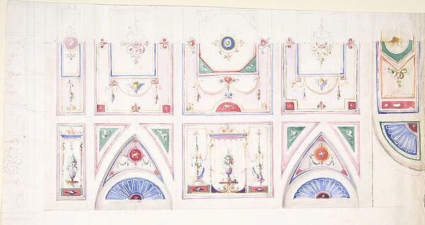 Design for a Painted Ceiling, 1825-75. Creator: Anon