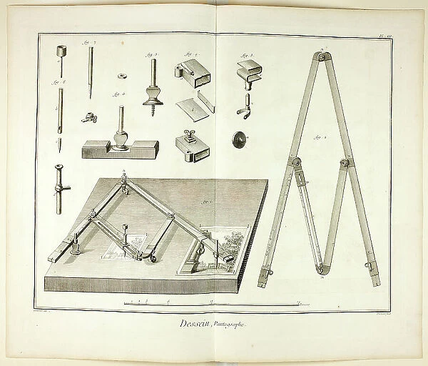 Design: Pantograph, from Encyclopédie, 1762 / 77. Creator: Benoit-Louis Prevost