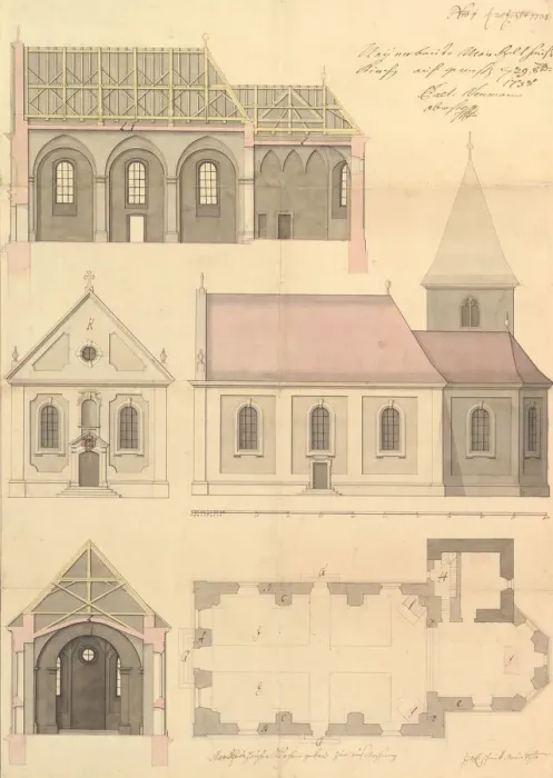 Framed Print : Design for the Parish Church of Merkershausen, 1738. Creator: Balthasar Neumann Framed Print : Design for the Parish Church of Merkershausen, 1738. Creator: Balthasar Neumann