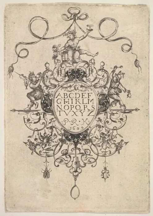Framed Print : Design for a Pendant with the Alphabet, 1609. Creator: Master PRK Framed Print : Design for a Pendant with the Alphabet, 1609. Creator: Master PRK