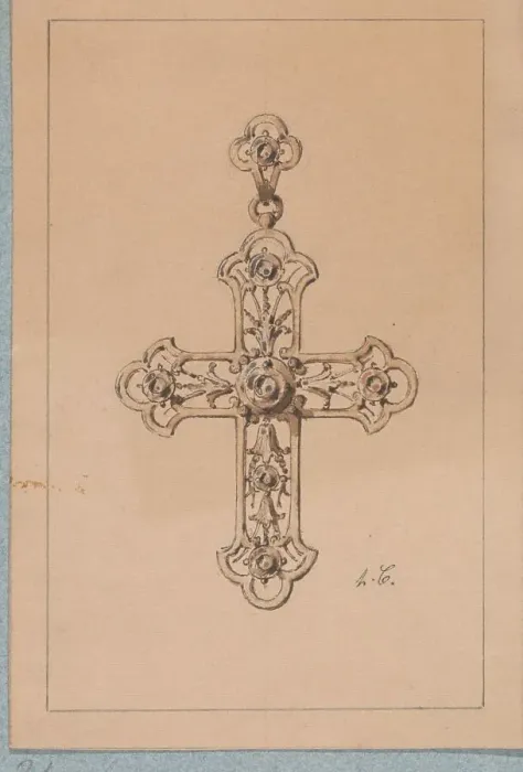 Framed Print : Design for Pendant with Diamonds, c.1864-c.1894. Creator: Henri Cameré Framed Print : Design for Pendant with Diamonds, c.1864-c.1894. Creator: Henri Cameré