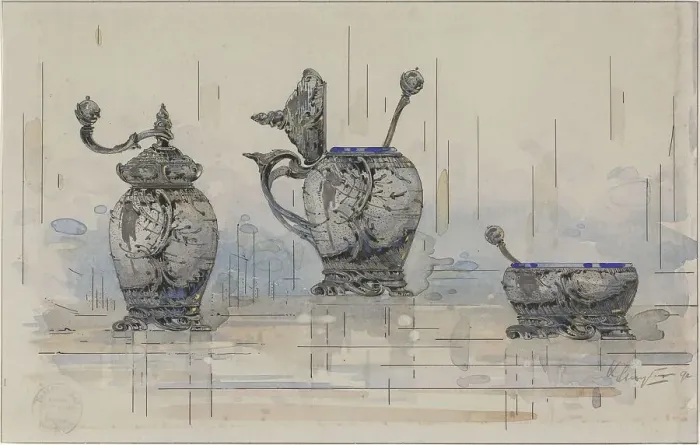 Framed Print : Design for a pepper mill, a mustard pot and a salt cellar, 1892. Creator: Theodorus Karel Lodewijk Sluyterman Framed Print : Design for a pepper mill, a mustard pot and a salt cellar, 1892. Creator: Theodorus Karel Lodewijk Sluyterman
