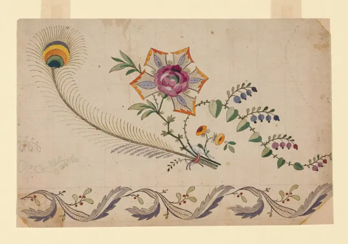 Framed Print : Design for a Printed, Woven, or Embroidered Border, France, 18th century Framed Print : Design for a Printed, Woven, or Embroidered Border, France, 18th century