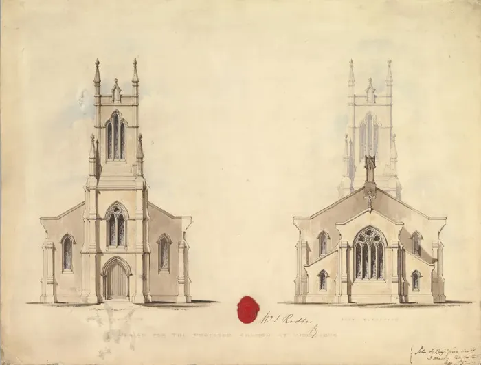 Framed Print : Design for the Proposed Church at Middlesborough, 1837. Creators: John Green Framed Print : Design for the Proposed Church at Middlesborough, 1837. Creators: John Green