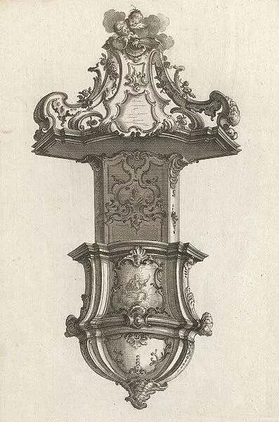 Design for a Pulpit, Plate 3 from an Untitled Series of Pulpit Designs, Pri... Printed ca. 1750-56. Creator: Martin Engelbrecht