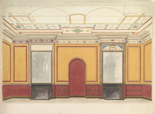 Design for a room with two fireplaces, ca. 1860. Creators: John Dibblee Crace