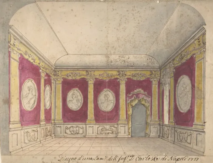 Framed Print : Design of a Room of the Infante Don Carlo, King of Naples, 1737. Creator: Anon Framed Print : Design of a Room of the Infante Don Carlo, King of Naples, 1737. Creator: Anon
