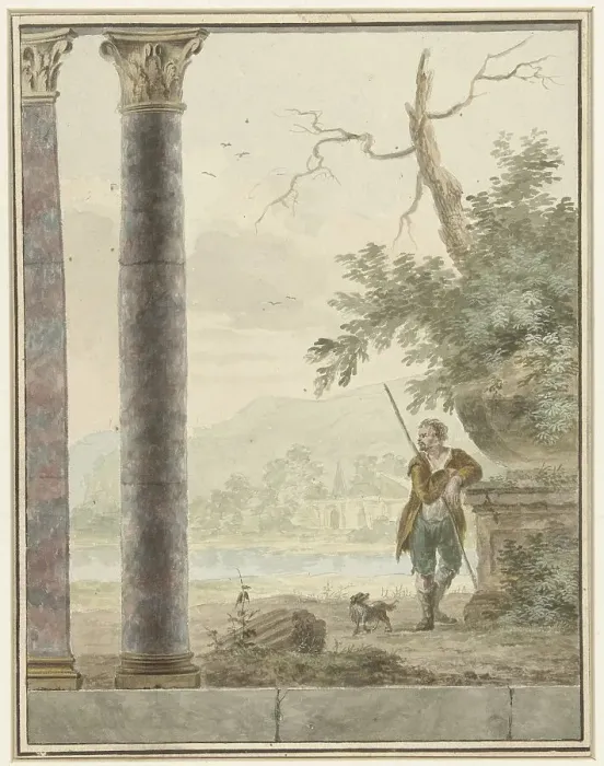 Framed Print : Design for room painting with river landscape, 1700-1800. Creator: Anon Framed Print : Design for room painting with river landscape, 1700-1800. Creator: Anon