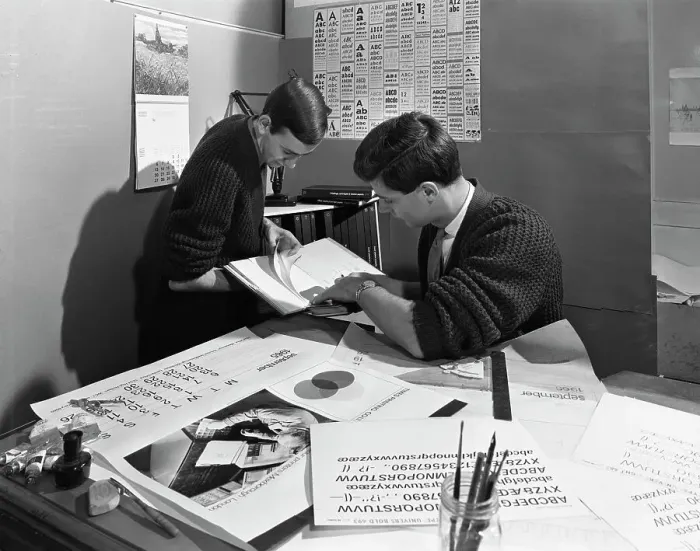 Framed Print : Design room at a printing company, Mexborough, South Yorkshire, 1959 Framed Print : Design room at a printing company, Mexborough, South Yorkshire, 1959