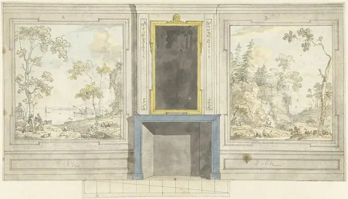 Framed Print : Design for room wall for JDDekinge, c.1752-c.1819. Creator: Juriaan Andriessen Framed Print : Design for room wall for JDDekinge, c.1752-c.1819. Creator: Juriaan Andriessen