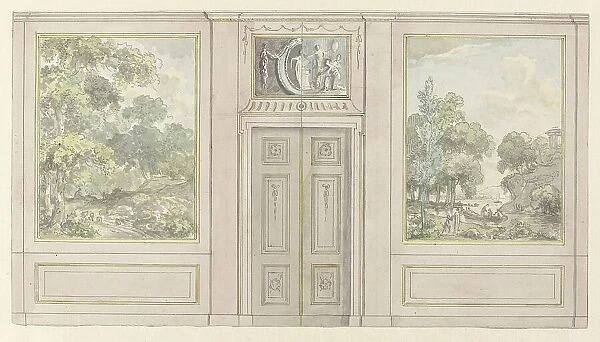 Design for room wall with two variants for the upper door piece, c.1752-c.1819. Creator: Juriaan Andriessen