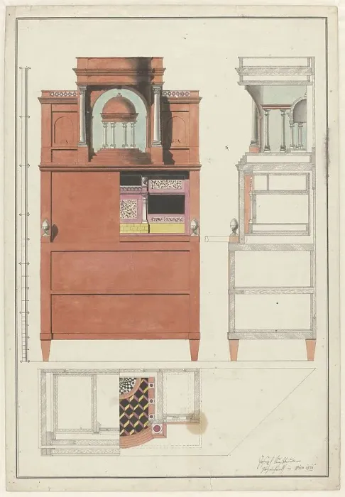 Framed Print : Design for secretary desk, 1816. Creator: Unknown Framed Print : Design for secretary desk, 1816. Creator: Unknown