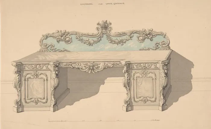 Framed Print : Design for Sideboard, Louis Quatorze Style, 1835-1900. Creator: Robert William Hume Framed Print : Design for Sideboard, Louis Quatorze Style, 1835-1900. Creator: Robert William Hume