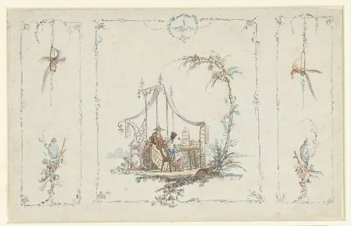 Framed Print : Design sketch in Chinoiserie style, 1763-1826. Creator: Abraham van Strij