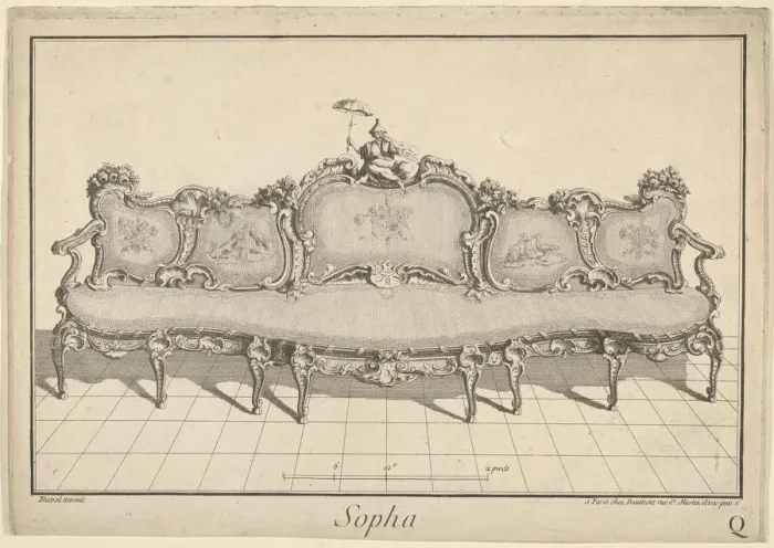 Framed Print : Design for a Sofa, from: Nouvelle Iconographie Historique III, series Q, 1771 or after