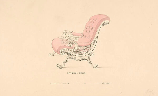 Design for Spanish Chair, 1835-1900. Creator: Robert William Hume