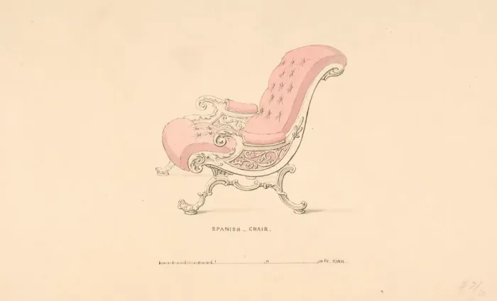 Framed Print : Design for Spanish Chair, 1835-1900. Creator: Robert William Hume Framed Print : Design for Spanish Chair, 1835-1900. Creator: Robert William Hume