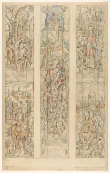 Framed Print : Design for a stained glass window, in the new Government Building in Maastricht, 1932. Creator: Henri Charles Jonas Framed Print : Design for a stained glass window, in the new Government Building in Maastricht, 1932. Creator: Henri Charles Jonas