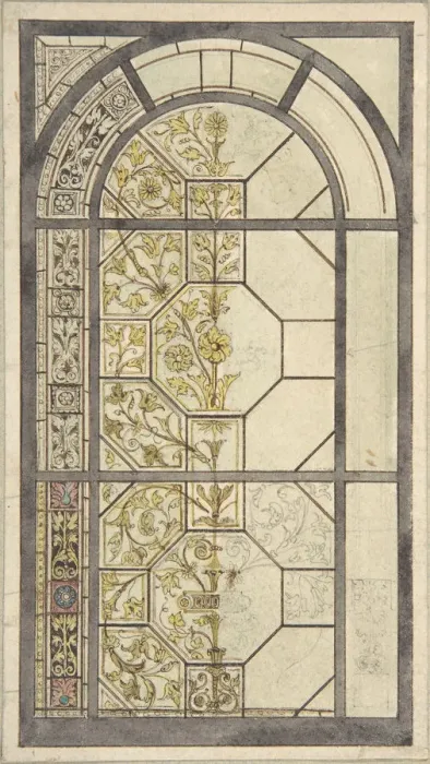 Framed Print : Design for Stained Glass Windows, 19th century. Creator: John Gregory Crace Framed Print : Design for Stained Glass Windows, 19th century. Creator: John Gregory Crace