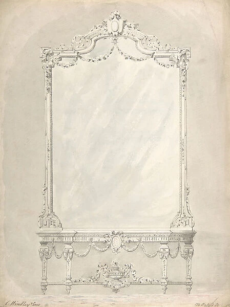 Design for a Side Table and Mirror, 1841-84. Creator: Charles Hindley & Sons