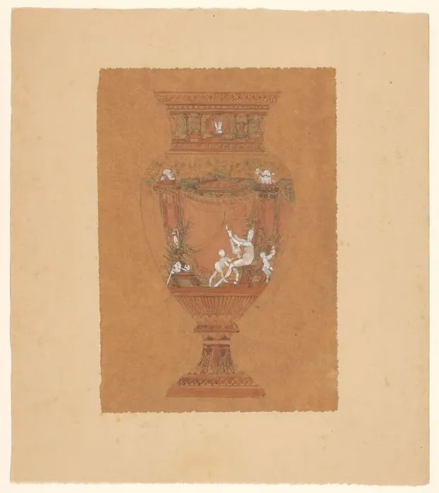 Framed Print : Design for (the painting of) a vase, presumably from Sèvres porcelain, c.1875-c.1885. Creator: Unknown Framed Print : Design for (the painting of) a vase, presumably from Sèvres porcelain, c.1875-c.1885. Creator: Unknown