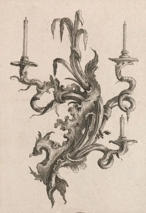 Framed Print : Design for a Three-Armed Candelabra, Plate 2 from an Untitled Series of Des Framed Print : Design for a Three-Armed Candelabra, Plate 2 from an Untitled Series of Des