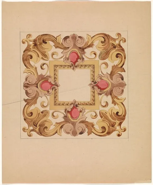 Framed Print : Design for a tile, c.1850. Creator: Anon Framed Print : Design for a tile, c.1850. Creator: Anon