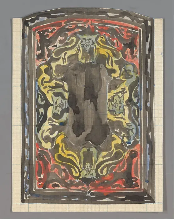 Framed Print : Design for a tiled tableau with lions, 1874-1945. Creator: Carel Adolph Lion Cachet Framed Print : Design for a tiled tableau with lions, 1874-1945. Creator: Carel Adolph Lion Cachet