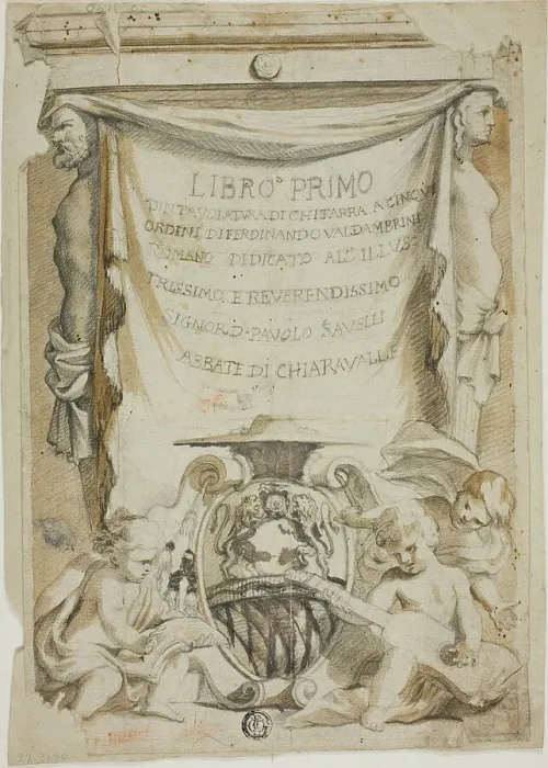 Framed Print : Design for Title Page for Guitar Manual, n.d. Creator: Domenico Piola I