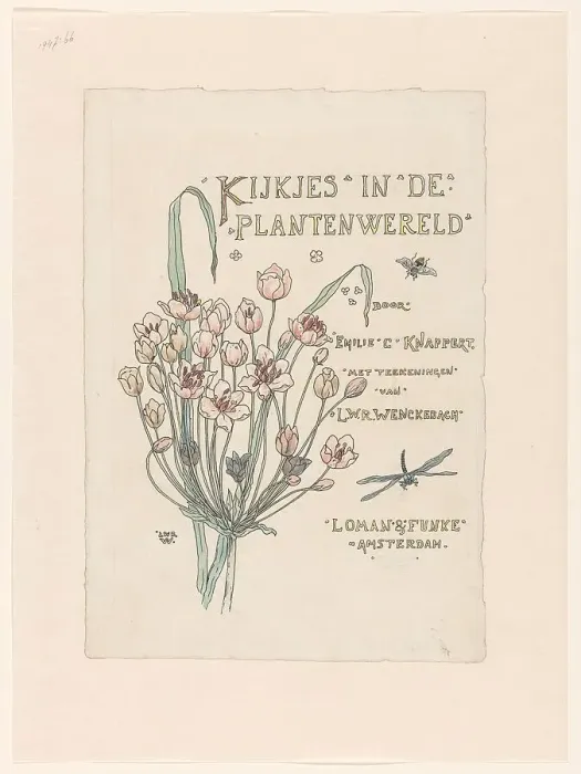 Framed Print : Design for title page of Kijkjes in de plantenwereld (Peeks into the plant... in or before 1893. Creator: Willem Wenckebach. Design for title page of Kijkjes in de plantenwereld (Peeks into the plant... in or before 1893) Framed Print : Design for title page of Kijkjes in de plantenwereld (Peeks into the plant... in or before 1893. Creator: Willem Wenckebach. Design for title page of Kijkjes in de plantenwereld (Peeks into the plant... in or before 1893)