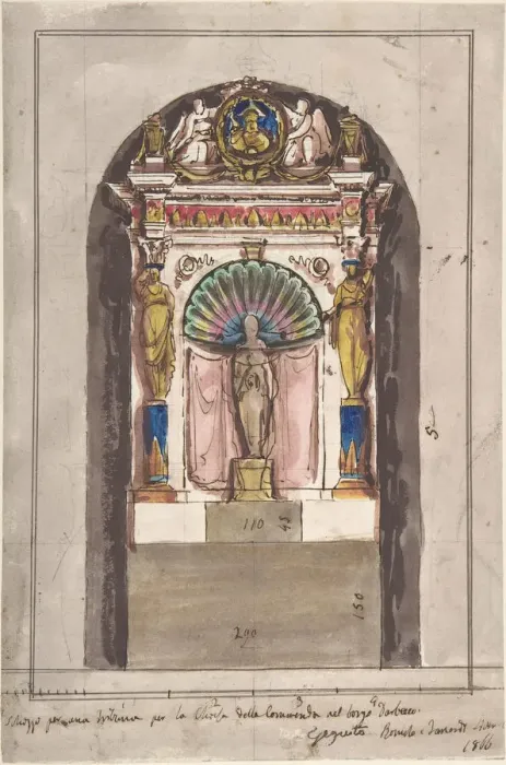 Framed Print : Design for a Tribune. ca. 1866. Creator: Anon Framed Print : Design for a Tribune. ca. 1866. Creator: Anon