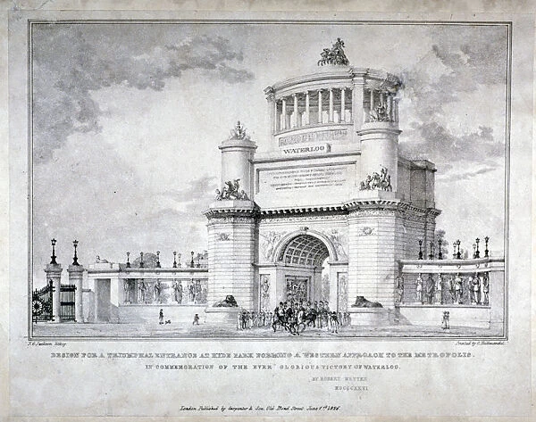 Design for a triumphal arch at Hyde Park in commemoration of the victory at Waterloo in 1815