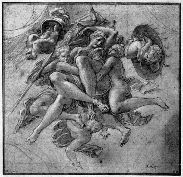 Framed Print : Design for the Ulysses Gallery, Fontainebleau, c1540s, (1926). Artist: Francesco Primaticcio Framed Print : Design for the Ulysses Gallery, Fontainebleau, c1540s, (1926). Artist: Francesco Primaticcio