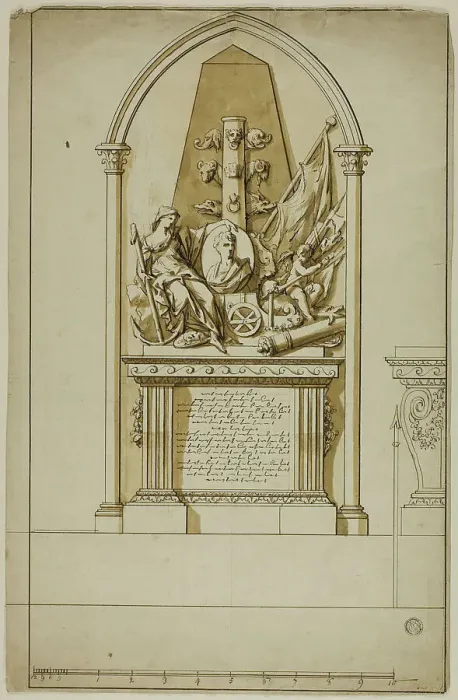 Framed Print : Design for an Unexecuted Funerary Monument for the First Duke of Marlborough, n.d. Creators: John Michael Rysbrack, Sir James Thornhill Framed Print : Design for an Unexecuted Funerary Monument for the First Duke of Marlborough, n.d. Creators: John Michael Rysbrack, Sir James Thornhill