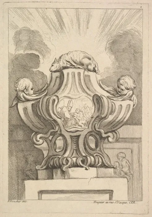Framed Print : Design for an Urn, 1725-72. Creator: Gabriel Huquier Framed Print : Design for an Urn, 1725-72. Creator: Gabriel Huquier