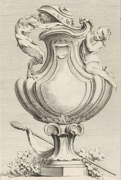 Design for a vase with a faun and a nymph, from Livre de Vases (Book of Vases), plate 1