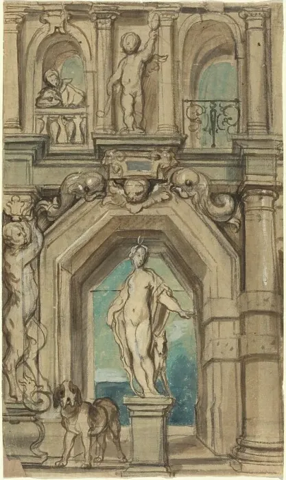 Framed Print : Design for a Wall Decoration [recto], 1640 / 1645. Creator: Jacob Jordaens