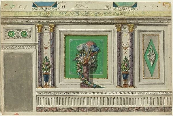 Design for a Wall of a Music Room [recto]. Creator: Unknown
